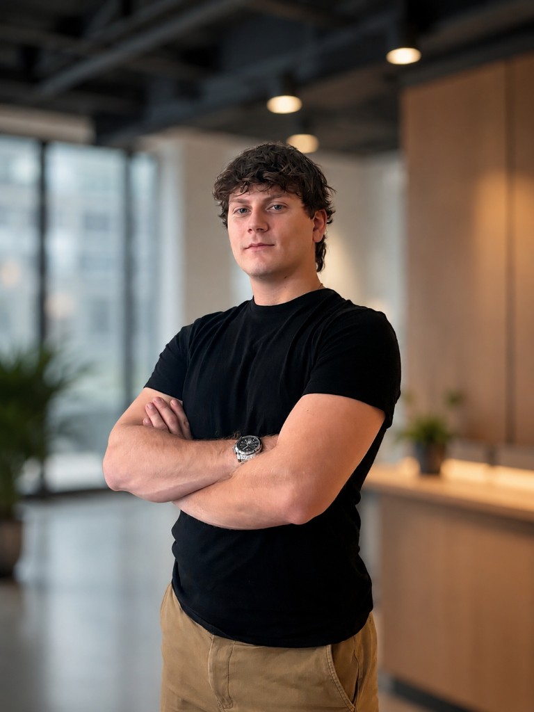 James Iorio, arms folded, in the office